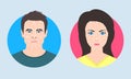 Face ID concept. Facial recognition technology. Biometric verification. Male and female avatar. Young man and woman faces icon. Ve Royalty Free Stock Photo